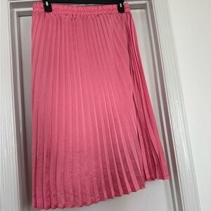 Rose Pink Pleated Midi Skirt